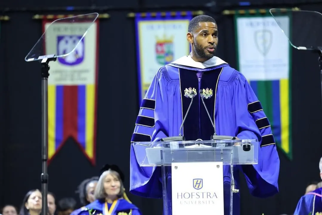 Marques Colston at a university commencement