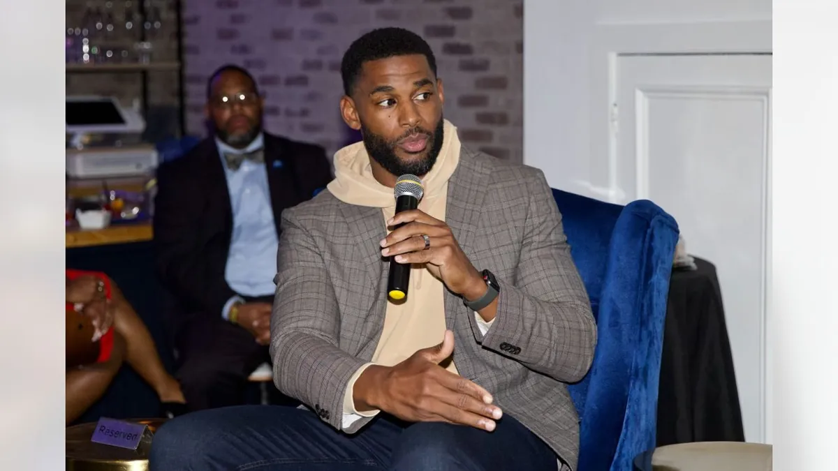 Marques Colston on a panel