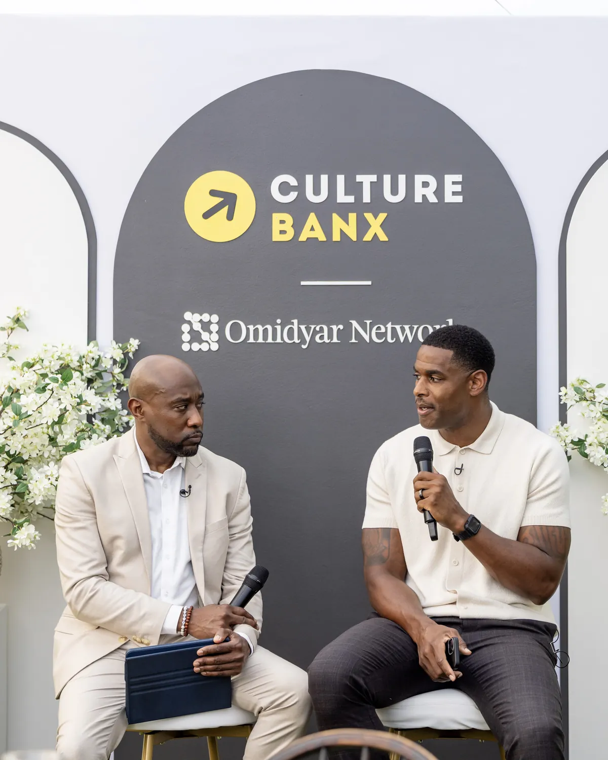 Marques Colston in a fireside conversation on stage